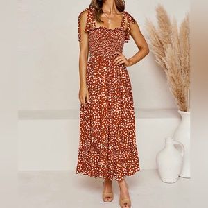 Red Dress w/Painterly White Accents